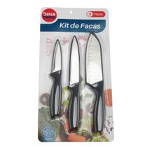 Kit com 3 Facas legumes frutas carnes cozinha