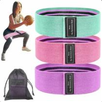 Kit com 3 Faixas Elásticas para Treino Doméstico