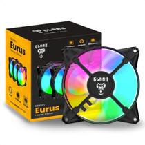 Kit Com 3 Fan Clanm Eurus 120mm Led RGB 4 Pinos Preto