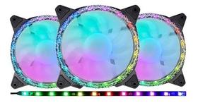 Kit Com 3 Fans Kmex Star Rítmico Argb Rainbow Com Controladora