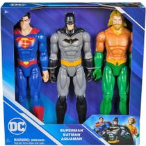 Kit com 3 figuras da liga da justica super homem batman e aquaman 30cm sunny