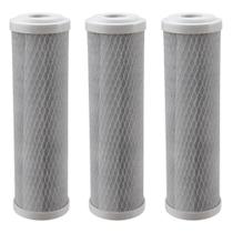 kit com 3 Filtro Refil HDF 9.3/4" Carbon Block DE ENCAIXE - Para Aquablock 10", Policarbon Aquaclear 10", Hidrofiltros e outras