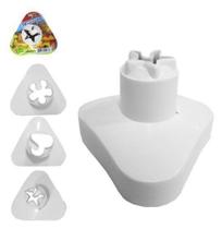 Kit com 3 Forma Modeladora para Biscoito e Esfiha de Plástico Branco - PRATIKA