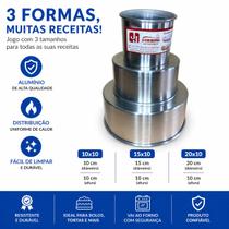 Kit Com 3 Forma Redonda 10X10,15X10,20X10cm Kit Com 3 Forma Redonda 10X10,15X10,20X10cm