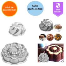 Kit Com 3 Formas De Bolo Decorado - 2 Formas Vulcão e 1 Forma Margarida Ballerine