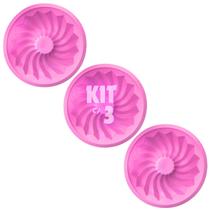 Kit Com 3 Formas De Bolo Em Silicone Pudim Torta 25 Cm Redonda Antiaderente Cozinha Várias Cores