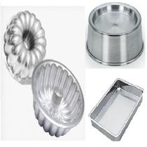 Kit Com 3 Formas.Forma de Bolo Suiça Gomada + Forma Retangular + Forma de Ballerine Rebaixada