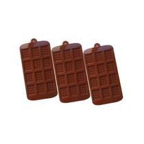 Kit com 3 Formas Molde Silicone 12 Mini Barras de Chocolate