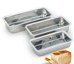 Kit Com 3 Formas Pão Caseiro Alta 21cm - Bolo Inglês Gelo - Alumínio grosso Kit Com 3 Formas Pão Caseiro Alta 21cm - Bolo Inglês Gelo - Alumínio grosso