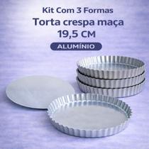 Kit Com 3 Formas Torta crespa maça 19,5 cm aluminio Kit Com 3 Formas Torta crespa maça 19,5 cm aluminio