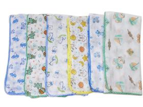 Kit Com 3 Fralda De Pano Estampada 70x70cm Com Croche Kit Com 3 Fralda De Pano Estampada 70x70cm Com Croche