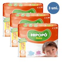 Kit com 3 Fralda Descartável Infantil Hipopo G