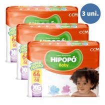 Kit com 3 Fralda Descartável Infantil Hipopo XG Atacado