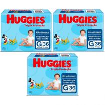 Kit com 3 - Fralda Huggies Tripla Protecao Meguinha G 36un