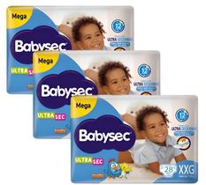 Kit com 3 Fraldas Babysec Galinha Pintadinha UltraSec XXG - 28 Unidades I Máxima Absorção e Conforto Kit com 3 Fraldas Babysec Galinha Pintadinha UltraSec XXG - 28 Unidades I Máxima Absorção e Conforto