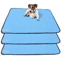 Kit com 3 Fraldas de Câes p/Chão 100x70 Azul 200 Lavagens - Alta Absorção - Ecológico Kit com 3 Fraldas de Câes p/Chão 100x70 Azul 200 Lavagens - Alta Absorção - Ecológico