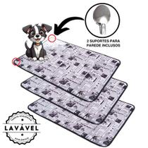 Kit com 3 Fraldas de Câes p/Chão 100x70 Jornal com ganchos - 3 Camadas - Alta Absorção