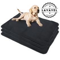Kit com 3 Fraldas de Câes p/Chão 100x70 Preto 200 Lavagens - Alta Absorção - Ecológico