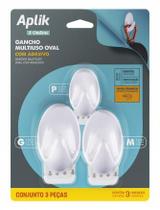 Kit Com 3 Ganchos Adesivos Oval De Parede P M G Kit Com 3 Ganchos Adesivos Oval De Parede P M G