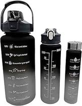 Kit com 3 Garrafas Azuis, Pretas e Rosas