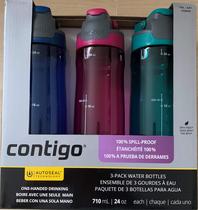 Kit com 3 Garrafas d'Água Contigo AUTOSEAL 700ml - À Prova de Vazamentos e sem BPA Kit com 3 Garrafas d'Água Contigo AUTOSEAL 700ml - À Prova de Vazamentos e sem BPA