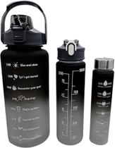 Kit com 3 Garrafas Rosa, Colorida, e Preta