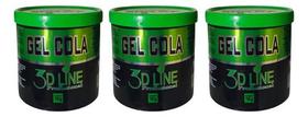 Kit Com 3 Gel Cola 3d Line Profissional Incolor 1kg Kit Com 3 Gel Cola 3d Line Profissional Incolor 1kg