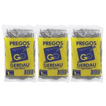 Kit com 3 Gerdau Prego 13x15 Pacote 1kg