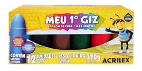 Kit com 3 Giz de Cera Meu Primeiro Giz 12 Cores - Acrilex