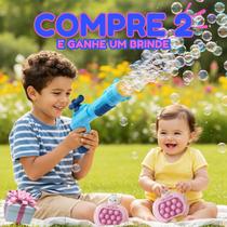 Kit com 3 itens / 1 Quick Push + 1 Pistola de Bolhas + 1 Brinde Infantil para meninos