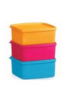 Kit com 3 jeitosinhos, azul, rosa e laranja 400ml cada da Tupperware