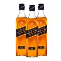 Kit com 3 Johnnie Walker Black Label Blended Scotch Whisky 750ml - DIAGEO