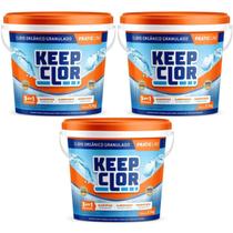 Kit com 3 keepclor dicloro 40% pratic line 10kg