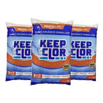 Kit com 3 keepclor dicloro 40% pratic line saco 1kg