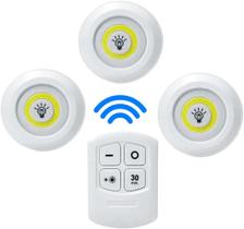 Kit Com 3 Lâmpadas Luminária Led Spot Adesivo com Controle Remoto