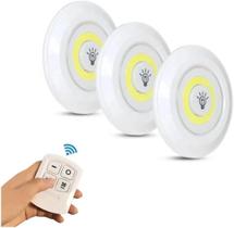 Kit Com 3 Lâmpadas Luminária Led Spot Adesivo com Controle Remoto SMD