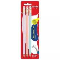 Kit com 3 Lápis Jumbo HB Pastel Molin - Sortido