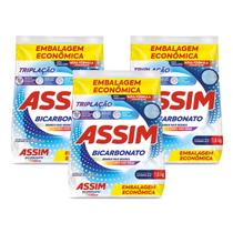 Kit com 3 Lava Roupas em Pó Assim Bicarbonato Embalagem Econômica 1,6kg Kit com 3 Lava Roupas em Pó Assim Bicarbonato Embalagem Econômica 1,6kg