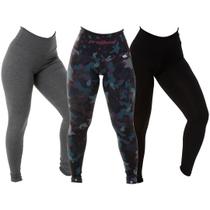 Kit com 3 Leggings Basic Suplex Fitness - Click Mais Bonita