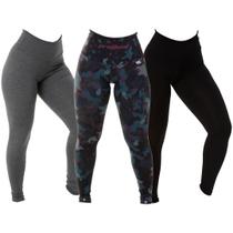 Kit com 3 Leggings Basic Suplex Fitness