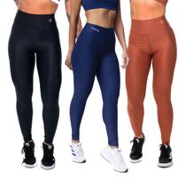KIT com 3 Leggings Poliamida Soft Comfort Fitness
