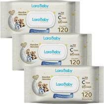 Kit Com 3 Lenço Umedecido Lara Baby Premium Recém Nascido RN 120 Unidades Total 360
