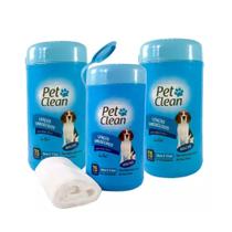 Kit com 3 Lenços Umedecidos Pet Clean