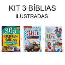 Kit com 3 Livros Infantis 365 Histórias Bíblicas - Ilustradas