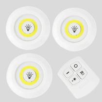 Kit Com 3 Luminárias Lâmpada Led Sem fio De Teto Parede Com Controle Remoto