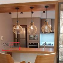 Kit com 3 Lustres de Teto/Luminária de MDF PP para todos os ambientes