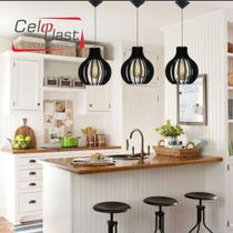 Kit com 3 Lustres/Luminárias de Teto Pendente em MDF Coquinho Para Área gourmet, Sala, Cozinha.