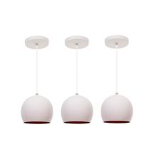 Kit com 3 Lustres Pendente Bolinha Branco 13cm - Sala, Quarto, Balcão