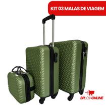 Kit com 3 Malas de Viagem Rodinhas 360º, Alça Telescópica, Divisórias Internas e Cadeado Numérico Kit com 3 Malas de Viagem Rodinhas 360º, Alça Telescópica, Divisórias Internas e Cadeado Numérico
