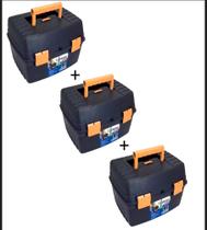 Kit com 3 maletas de plastico ferramenta newbox preta/laranja 33,5x33x26,5cm Kit com 3 maletas de plastico ferramenta newbox preta/laranja 33,5x33x26,5cm